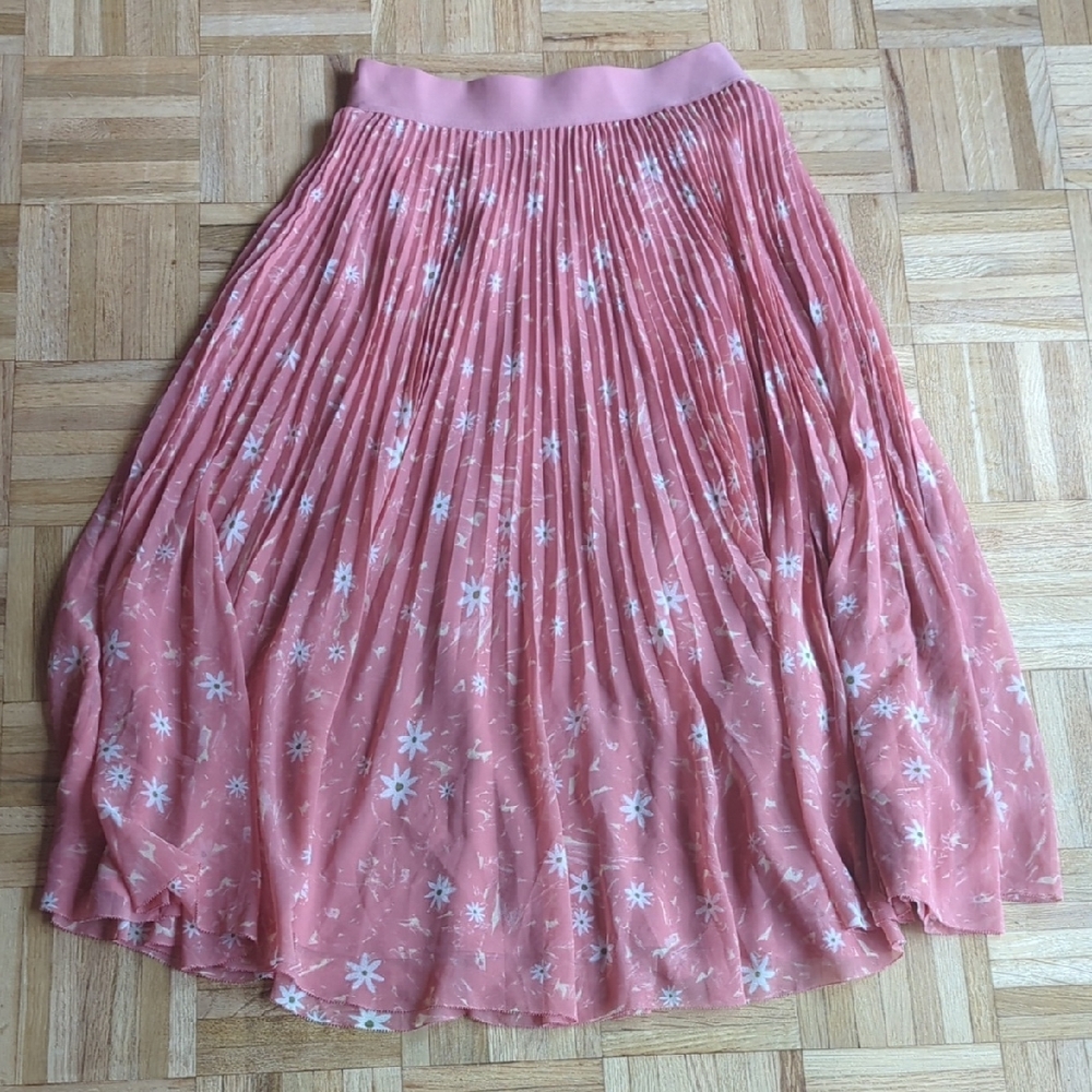 Wilfred Twirl Pink Floral A-Line Skirt M Aritzia